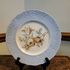 English Plate FONDEVILLE Ambassador Ware Floral Shabby Chic Decor Basket Weaved